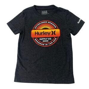 Hurley Boys 5 Small 4-5YRS Orange Yellow Sunset Gradient Logo Gray Tee TShirt